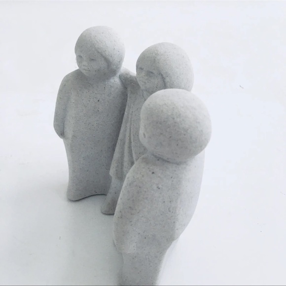 Vintage Marbell Stone Art Sculpture Belgium 3 People (5x3x4.5) MCM - Picture 3 of 8